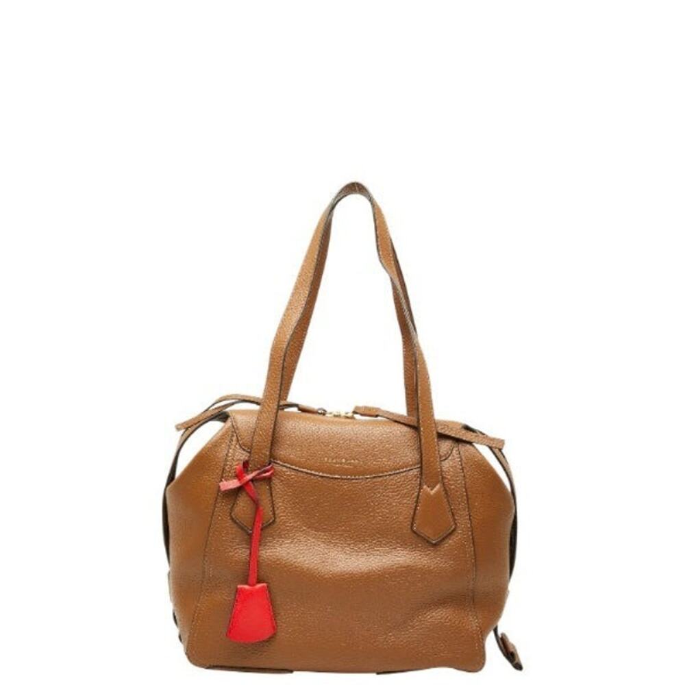 Tory Burch Perry Satchel Leather Shoulder Bag Brown